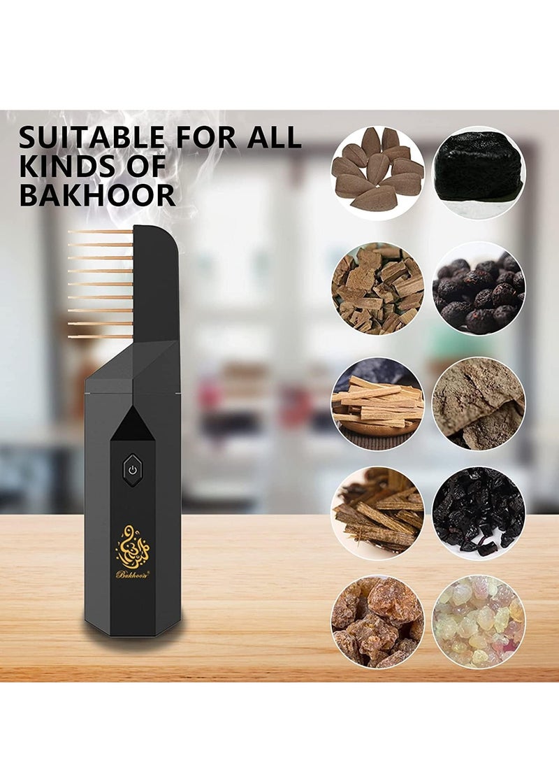 مبخرة بخور محمولة، بخور عربي كهربائي  حامل البخور الرمضاني الإسلامي باور تشارج للشعر والملابس، أسود - Image 5